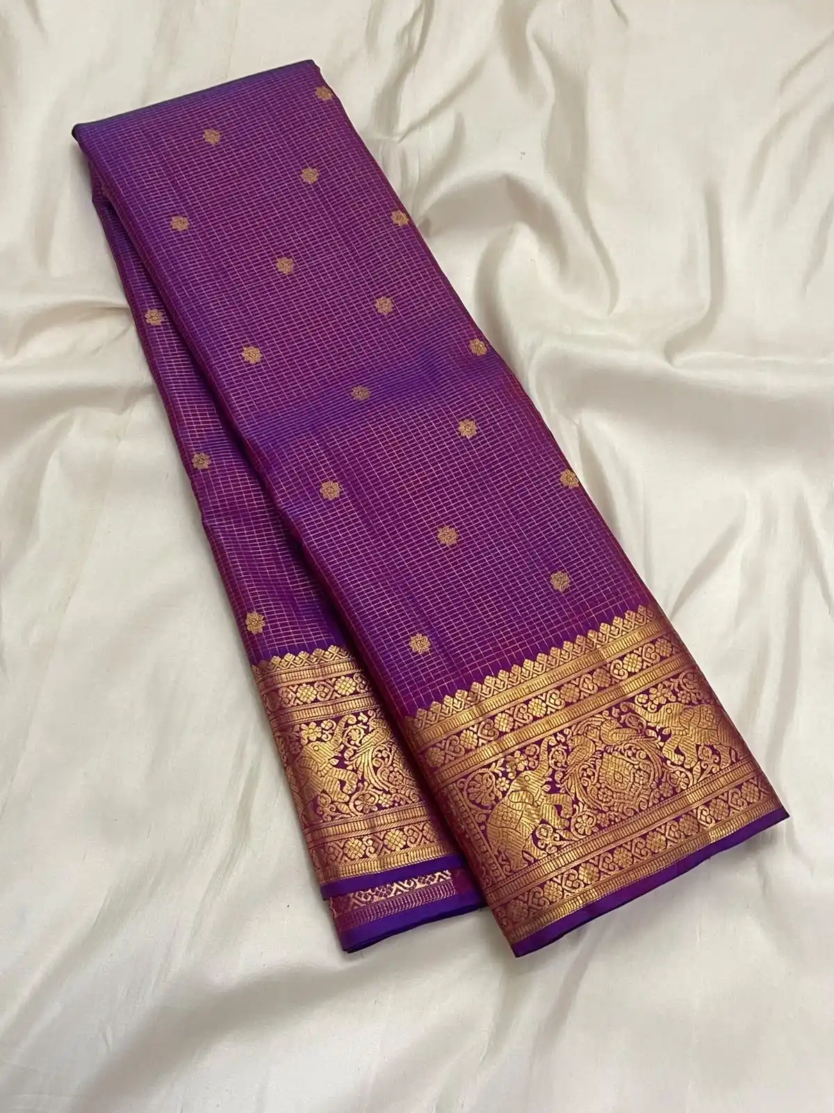 Rich Purple Kanchipuram Handloom Bridal Silk Saree